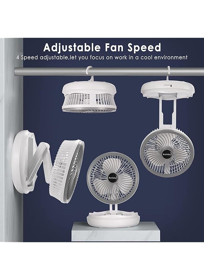 DMG TECH Portable Fan For Travel Usb Rechargeable Small Fan With 4000Mah Battery 4 Wind Speeds Air Circulator And Foldable Silent Personal Fan For Bedroom Bedside Desktop Camp Tent  - Image 3