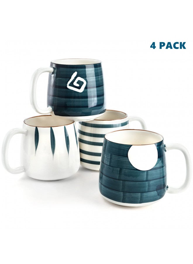 DEAYOU 4 Pack Porcelain Coffee Mugs, 17 Oz Ceramic Coffee Cups with Handles for Tea, Cappucino, Milk - Image 2