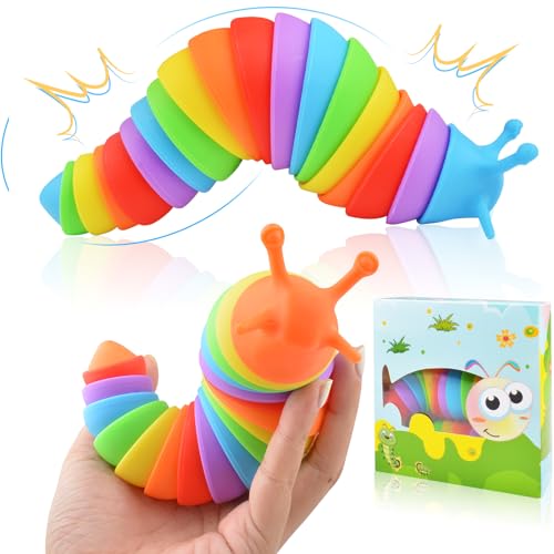 Cevioce Fidget Slug Toy Sensory Slug Fidget Toy for Kids Adults 2 PCS Cute 3D Articulated Sensory Toys Can Be Spliced SafeExercise Wrist Strength Stress Relief Great Gift for ADHD Autism A - Image 1