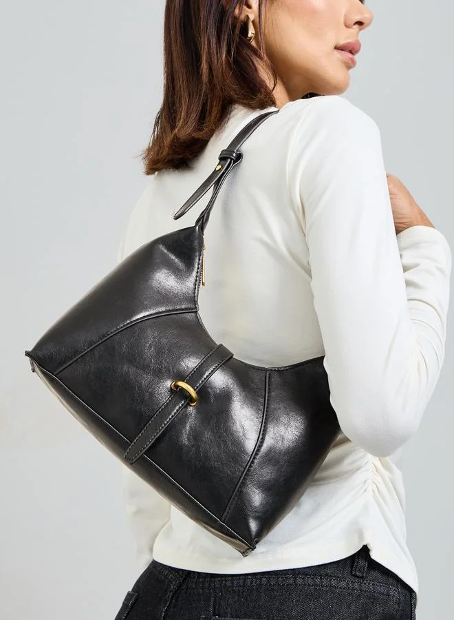 ستايلي Black Shoulder Bag with Buckle Detail