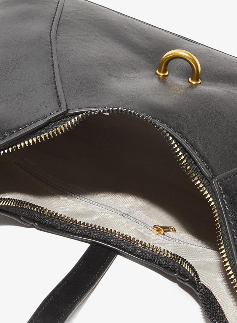 Styli Black Shoulder Bag with Buckle Detail - Image 5