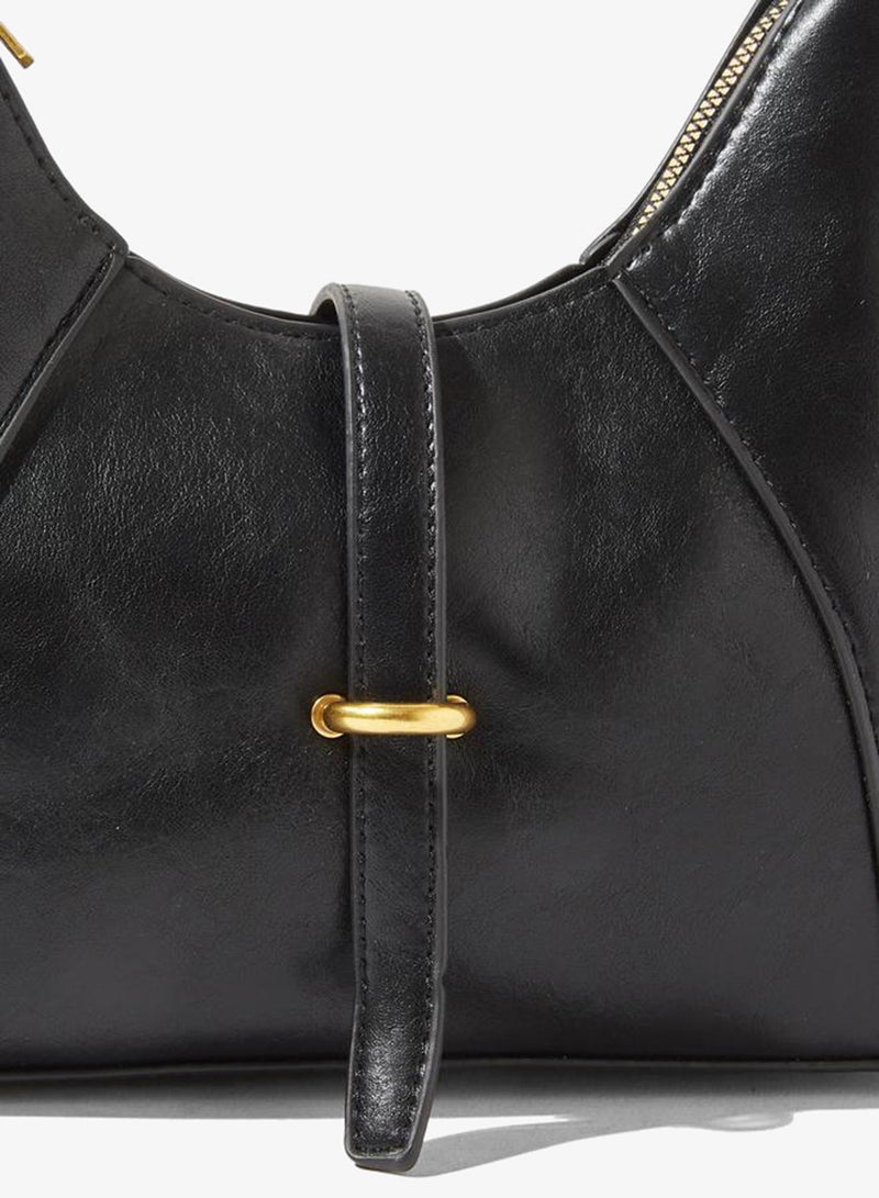 Styli Black Shoulder Bag with Buckle Detail - Image 4