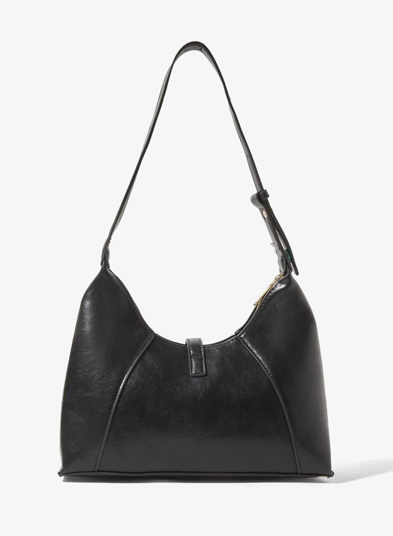 Styli Black Shoulder Bag with Buckle Detail - Image 3