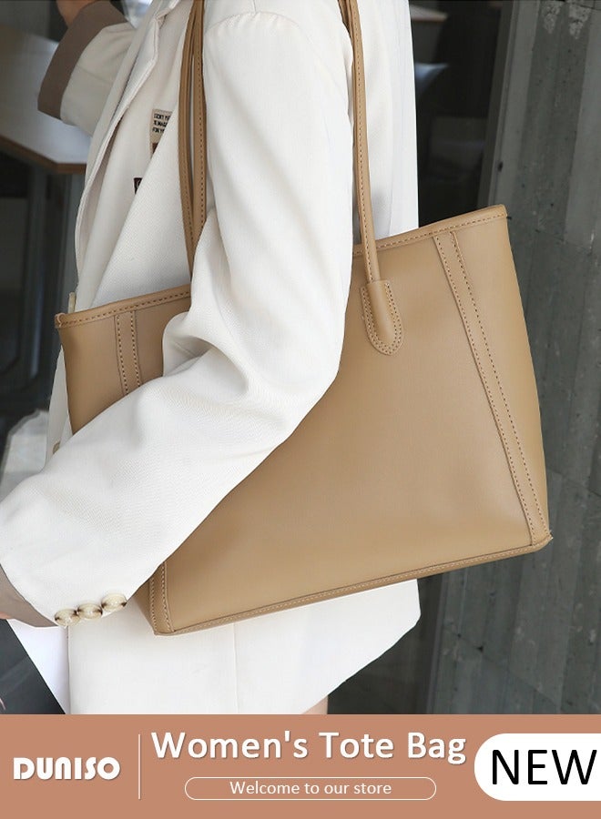 DUNISO Women's Shoulder Tote Bag Faux Leather Handbag For Women Large Capacity Bucket Bag Fashionable Travel Messenger Shoulder Bag For Ladies Girls College Students - Image 1