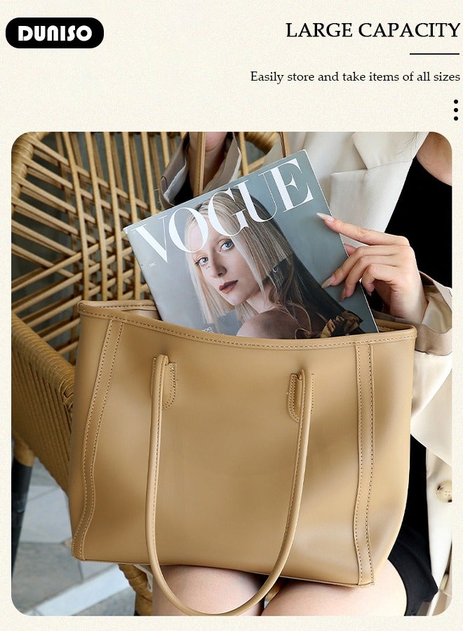 DUNISO Women's Shoulder Tote Bag Faux Leather Handbag For Women Large Capacity Bucket Bag Fashionable Travel Messenger Shoulder Bag For Ladies Girls College Students - Image 5