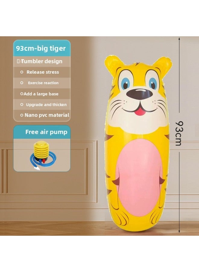 Sandbag Tumbler Decompression Sandbag Adult Home Boxing Training Equipment Kidsren's Fitness Inflatable Boxing Column Cool-Color:Big Tiger [upgraded Nano Material] Comes With Air Pump + Repair Patch  - Image 1