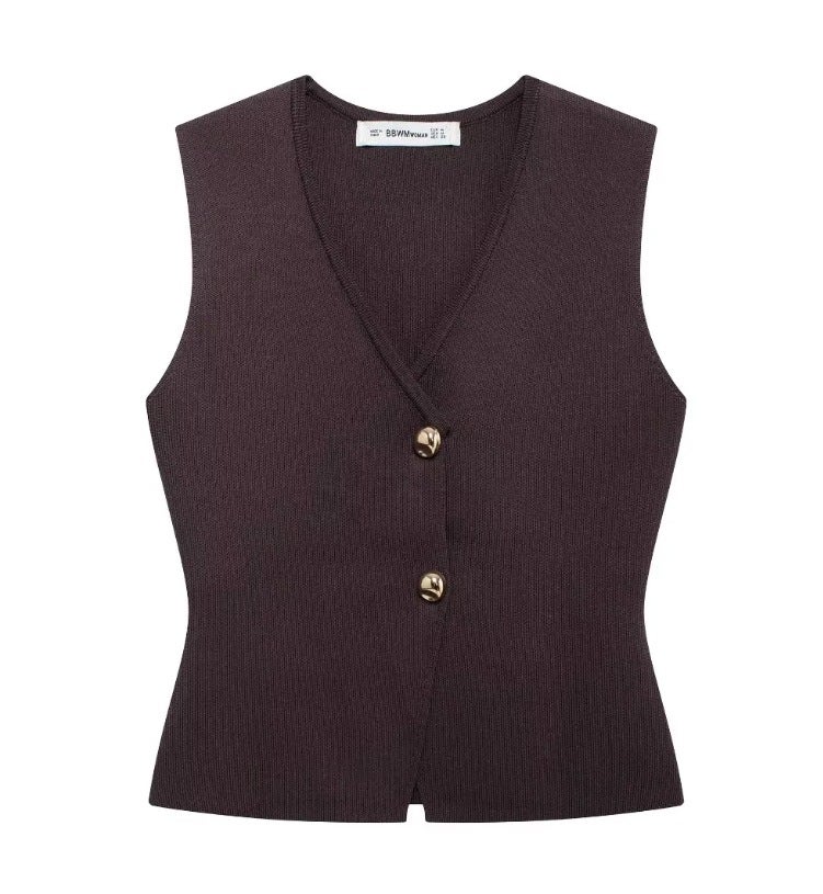 Womens Knit Vest ZR Fast Selling New Style Clothing Foreign Trade Wholesale Small Pleated Seamless Dress Suit Black vest  - Image 4