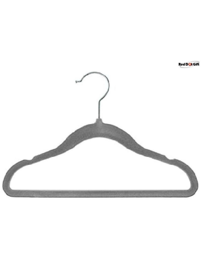 Red Dot Gift 30 Piece Grey Baby Velvet Coat Hanger (28cm / 11 Inch) Nursery Clothes Hangers Non-Slip Toddler Hangers, 360 Chrome Swivel Hook  - Image 3