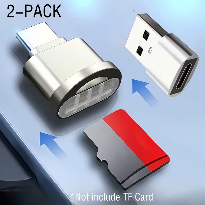 2 Pack USB C TF Card Reader And USB C To USB A Adapter Type C Memory Card OTG Adapter For iPhone 16 15 Samsung Galaxy Phones Silvery Black - Image 3