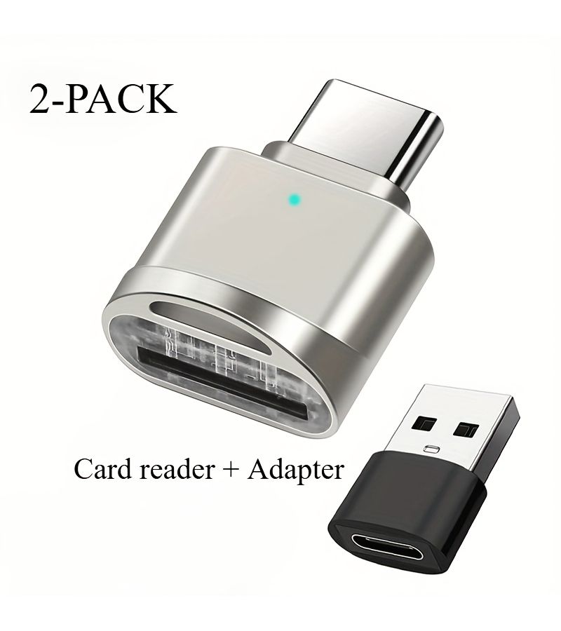2 Pack USB C TF Card Reader And USB C To USB A Adapter Type C Memory Card OTG Adapter For iPhone 16 15 Samsung Galaxy Phones Silvery Black - Image 4