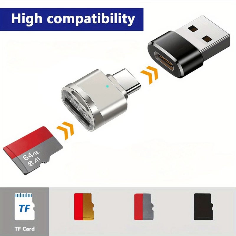 2 Pack USB C TF Card Reader And USB C To USB A Adapter Type C Memory Card OTG Adapter For iPhone 16 15 Samsung Galaxy Phones Silvery Black - Image 5