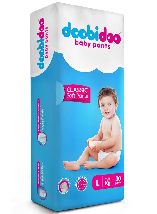 Doobidoo Classic Baby Diaper Pants - L Size | High Absorbency with Cotton Bubble Soft Topsheet, Anti-Leak Side Cuffs & Rash-Free Comfort | Gentle Protection (9–14 kg) - Pack of 1 | 30 Count - Image 1