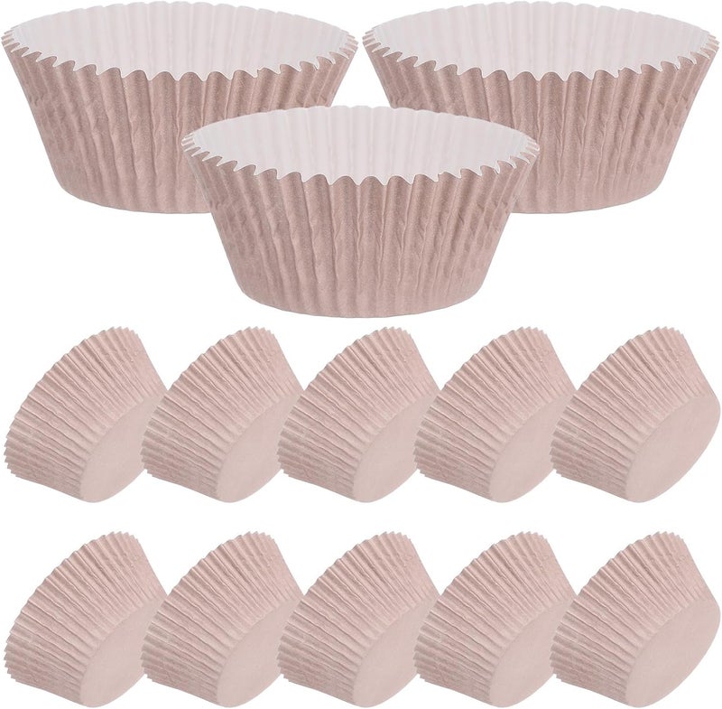 100 Pcs Coffee Color Baking Cups Muffin Liners Greaseproof Paper Cupcake Wrappers for Baking Large Muffin Liners Home Kitchen Use - Image 1