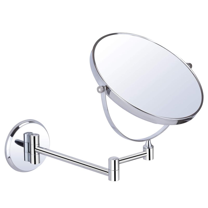 ELECRANGE Makeup Mirror Shaving Mirror Bathroom Mirror with 5X Magnifying Mirror Wall Bracket with Adjustable Frame SilverRound Framed - Image 4
