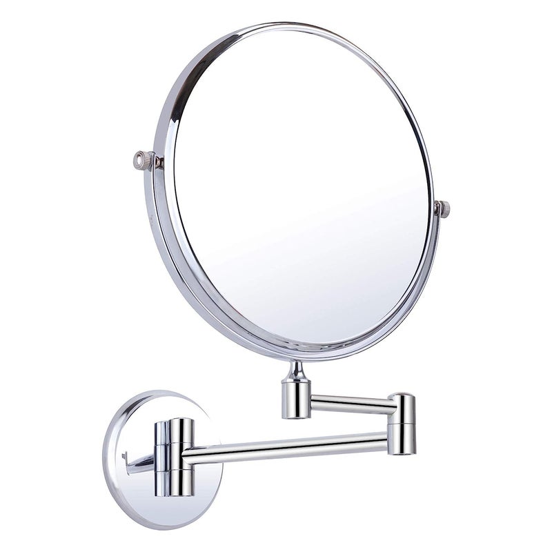 ELECRANGE Makeup Mirror Shaving Mirror Bathroom Mirror with 5X Magnifying Mirror Wall Bracket with Adjustable Frame SilverRound Framed - Image 2