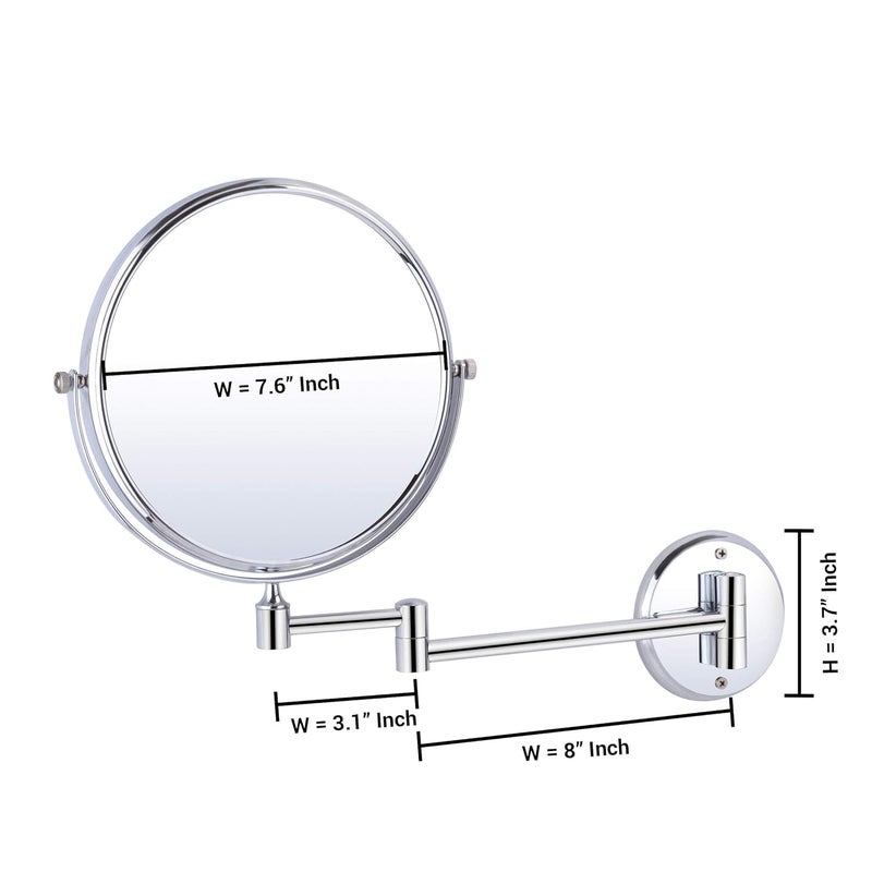ELECRANGE Makeup Mirror Shaving Mirror Bathroom Mirror with 5X Magnifying Mirror Wall Bracket with Adjustable Frame SilverRound Framed - Image 3