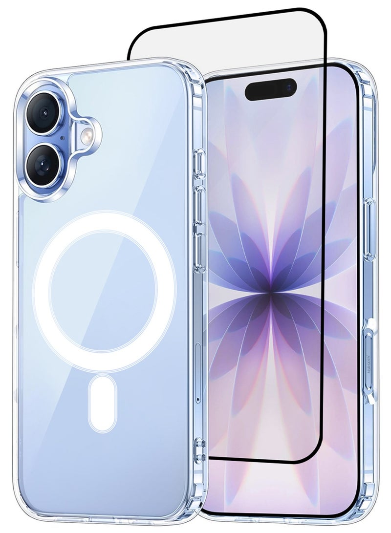CATANES 2 Packs Magnetic Clear Case for iPhone 17 - One Case One 3D Screen Protector - MagSafe Compatible Shockproof TPU Drop Protection Slim Transparent Cover - Image 1