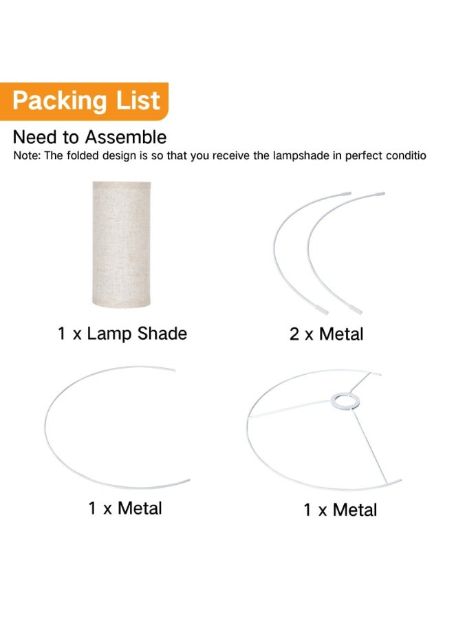 يُسلِّم أغطية مصابيح أرضية كبيرة بيج اللون، سهلة التركيب، أغطية مصابيح بديلة من الكتان للطاولة والسرير - Image 4