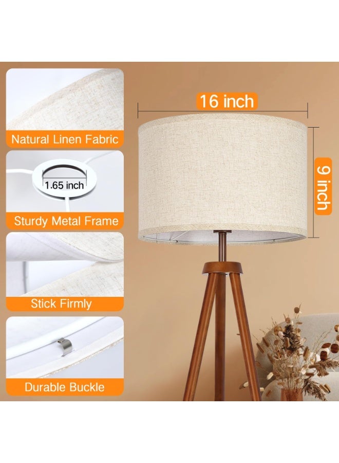 يُسلِّم أغطية مصابيح أرضية كبيرة بيج اللون، سهلة التركيب، أغطية مصابيح بديلة من الكتان للطاولة والسرير - Image 3