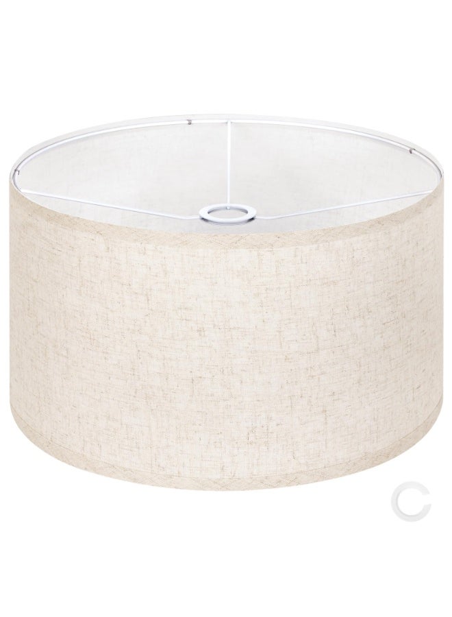 يُسلِّم أغطية مصابيح أرضية كبيرة بيج اللون، سهلة التركيب، أغطية مصابيح بديلة من الكتان للطاولة والسرير - Image 1