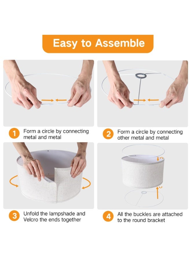 يُسلِّم أغطية مصابيح أرضية كبيرة بيج اللون، سهلة التركيب، أغطية مصابيح بديلة من الكتان للطاولة والسرير - Image 5