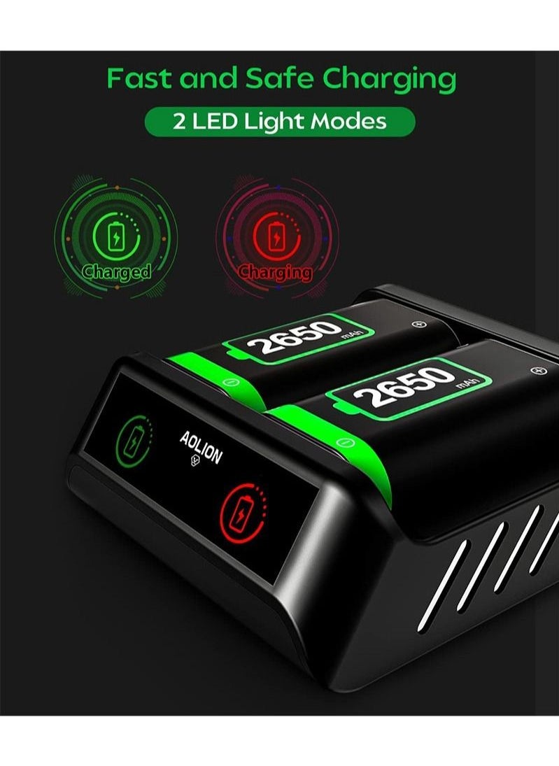 AOLION - Rechargeable Battery Pack For Xbox One/Xbox Series X|S/Xbox One Elite Controller With 2x2650mAh Batteries, LED Indicator - Image 1