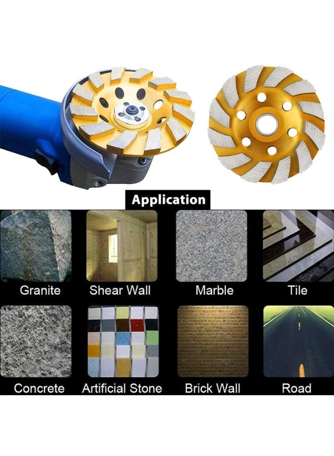 4.5 Inch Concrete Grinder Wheel, Diamond Cup Grinder, 12 Turbo Segments Concrete Grinding Wheel, Diamond Grinding Disc for Masonry, Cement, Marble, Rock, Granite, 0.87 Inch Arbor - Image 4