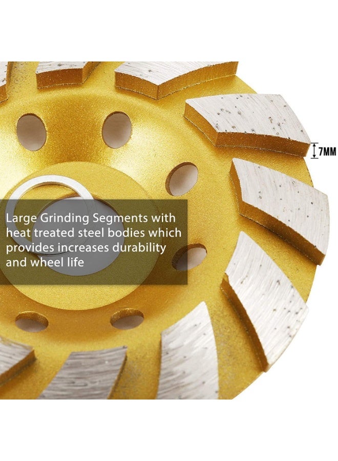 4.5 Inch Concrete Grinder Wheel, Diamond Cup Grinder, 12 Turbo Segments Concrete Grinding Wheel, Diamond Grinding Disc for Masonry, Cement, Marble, Rock, Granite, 0.87 Inch Arbor - Image 3