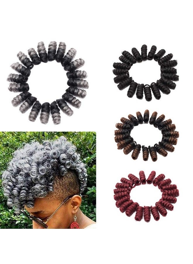 S-noilite [3 Packs] Small Jamaican Bounce Hair Jumpy Wand Curl Crochet Hair Toni Curl Crochet Twist Hair Extension Synthetic Kenzie Curl 20 Roots/Pack Saniya Curl Braiding Hair (10Inch Black To Grey) - Image 1