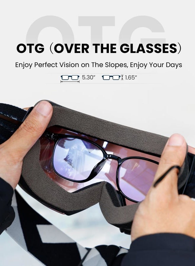 OutdoorMaster Ultra Ski Goggles Lens by ZEISS, OTG Snowboard Goggles Anti-fog Wide View, Magnetic Interchangeable Lens, Snow Goggles for Men & Women(NavyBlue Vlt 11% + ClearLens) - Image 4