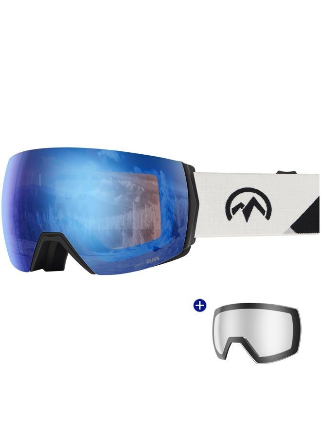 OutdoorMaster Ultra Ski Goggles Lens by ZEISS, OTG Snowboard Goggles Anti-fog Wide View, Magnetic Interchangeable Lens, Snow Goggles for Men & Women(NavyBlue Vlt 11% + ClearLens) - Image 1