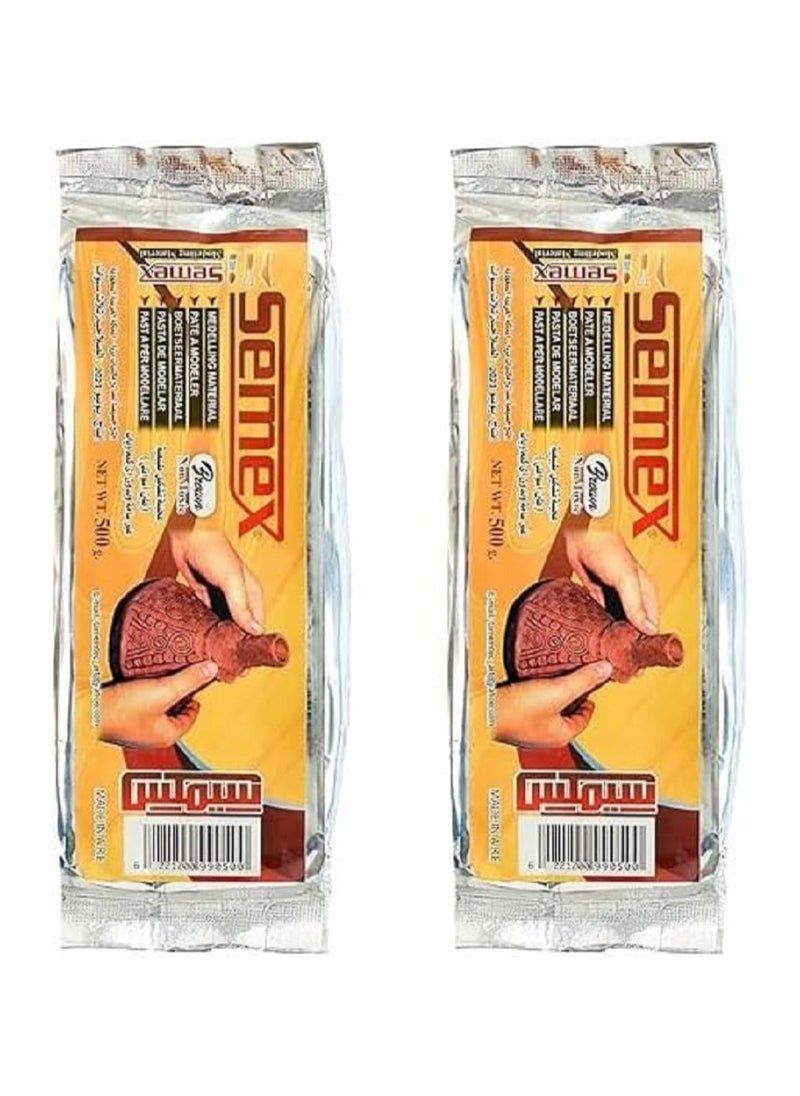 Semex Aswany clay for modeling - clay clay - for brown color works - number of 2 pieces (half a kilogram each), total of 1 kg  - Image 1