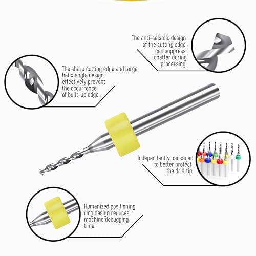 FOCMKEAS 10Pcs PCB Drill Bits Set, 1/8" Shank 0.5mm Micro Twist Bit Spiral Flute Carbide for Print Circuit Board Stone Dremel Jewelry CNC Engraving - Image 3