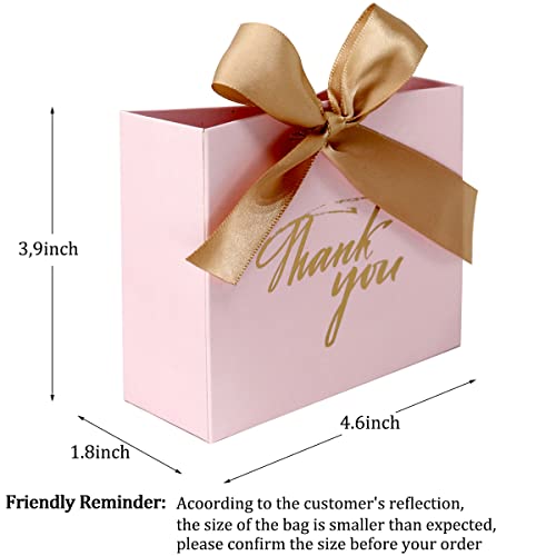DECHISY 24Pack Thank You Gift Boxes, Favor Small Treat Boxes with Gold Bow Ribbon, Pink Pattern Paper Bags Bulk for Wedding Baby Shower Business Party Supplies - Image 3