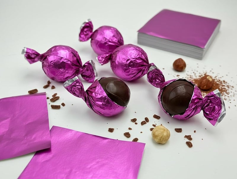 Self Lub Aluminum Foil Chocolate Wrappers – Candy Wrapping Sheets for DIY Chocolates, Sweets & Gifts | Food-Grade, Decorative & Easy-to-Use Foil Wraps (Pink, Pack of 1 (250 Counts)) - Image 5