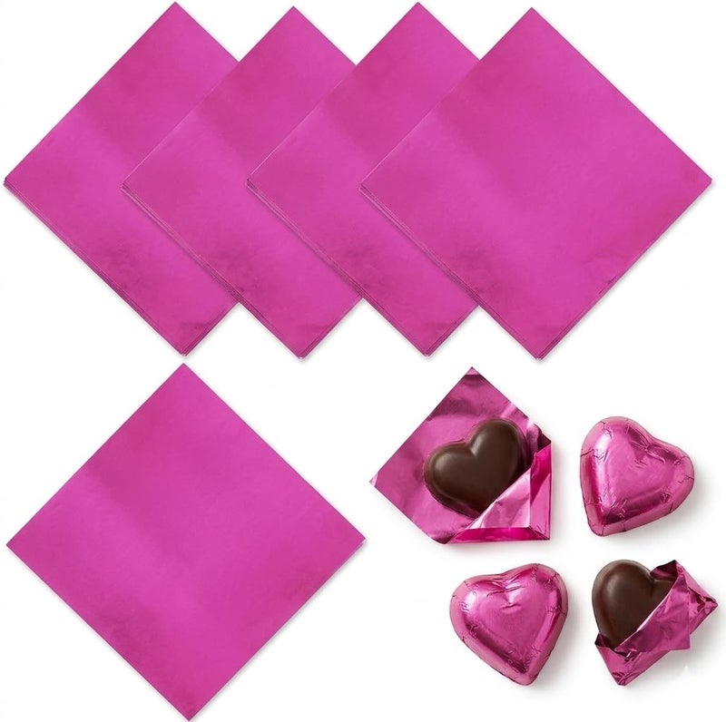 Self Lub Aluminum Foil Chocolate Wrappers – Candy Wrapping Sheets for DIY Chocolates, Sweets & Gifts | Food-Grade, Decorative & Easy-to-Use Foil Wraps (Pink, Pack of 1 (250 Counts)) - Image 1