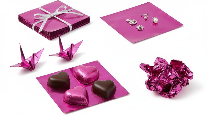 Self Lub Aluminum Foil Chocolate Wrappers – Candy Wrapping Sheets for DIY Chocolates, Sweets & Gifts | Food-Grade, Decorative & Easy-to-Use Foil Wraps (Pink, Pack of 1 (250 Counts)) - Image 3