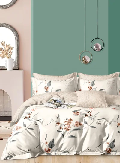 Donetella Duvet Cover Set 4-Pcs Single Size Printed Bed Set With 1 Duvet Cover(160 x 220 CM) 1 Fitted Sheet 1 Pillow Sham And 1 Pillow Case (Without Filler),Lonen
