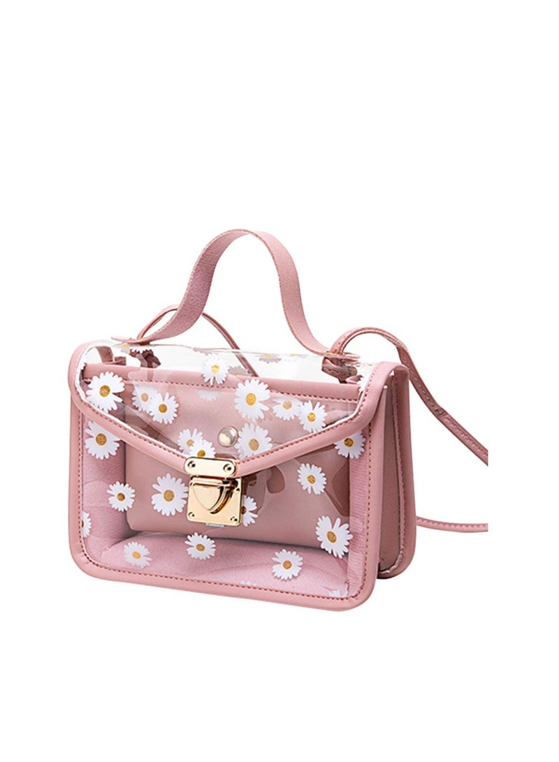 Excefore Flower Daisy Women Crossbody, Clear Crossbody Bag with Hardware Chain, Fashion Lovely Handbag, Suitable for Girl Women Gift (Pink) - Image 2
