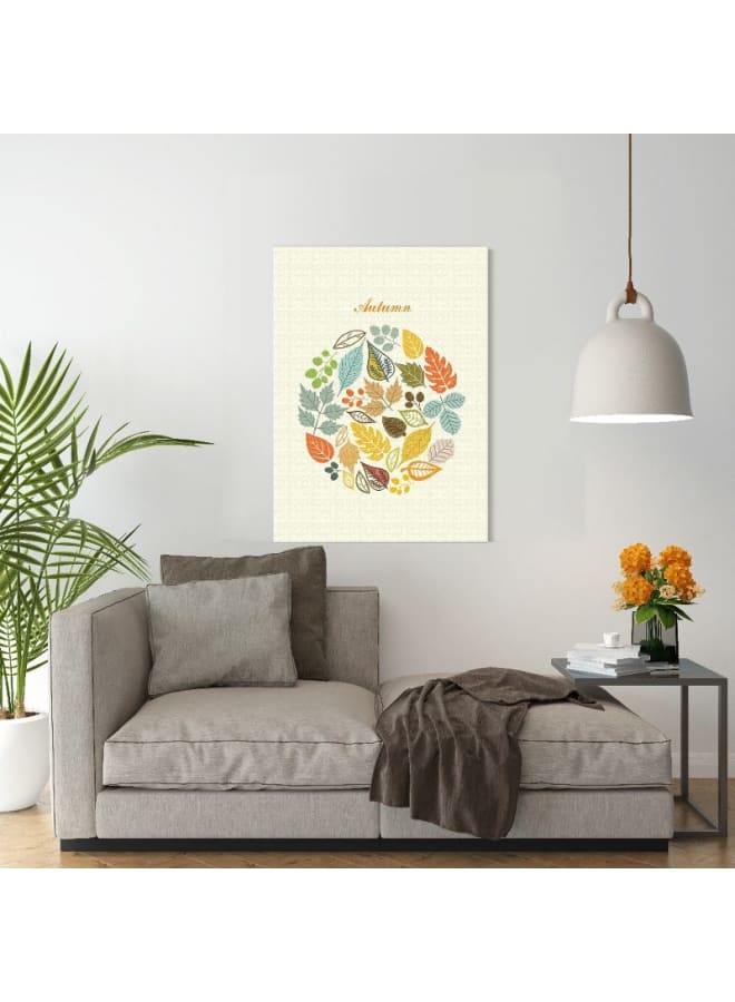 هوم جاليري لوحة فنية جدارية من القماش، صورة تجريدية مؤطرة لأوراق الخريف على خلفية 120 عرض × 80 ارتفاع × 2 عمق - Image 3