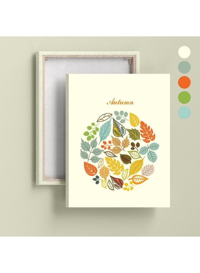 هوم جاليري لوحة فنية جدارية من القماش، صورة تجريدية مؤطرة لأوراق الخريف على خلفية 120 عرض × 80 ارتفاع × 2 عمق - Image 5