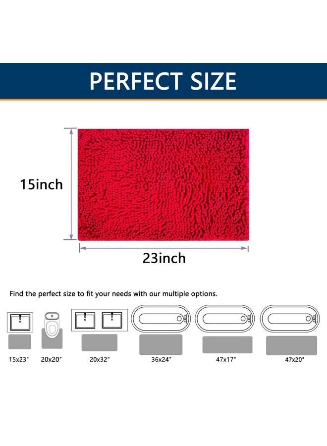 BOANKODU Bathroom Rugs 15x23, Extra Soft Absorbent Chenille Bath Rugs, PVC Backing Quick Dry, Machine Washable Bath Mats for Bathroom Floor, Tub and Shower, Home Decor Accessories, Red - Image 3