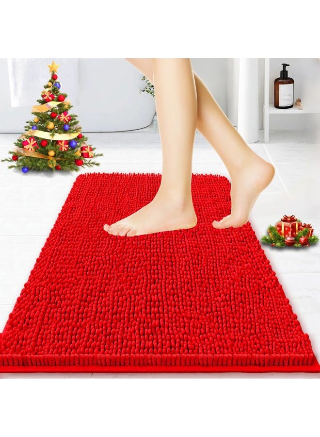BOANKODU Bathroom Rugs 15x23, Extra Soft Absorbent Chenille Bath Rugs, PVC Backing Quick Dry, Machine Washable Bath Mats for Bathroom Floor, Tub and Shower, Home Decor Accessories, Red - Image 1