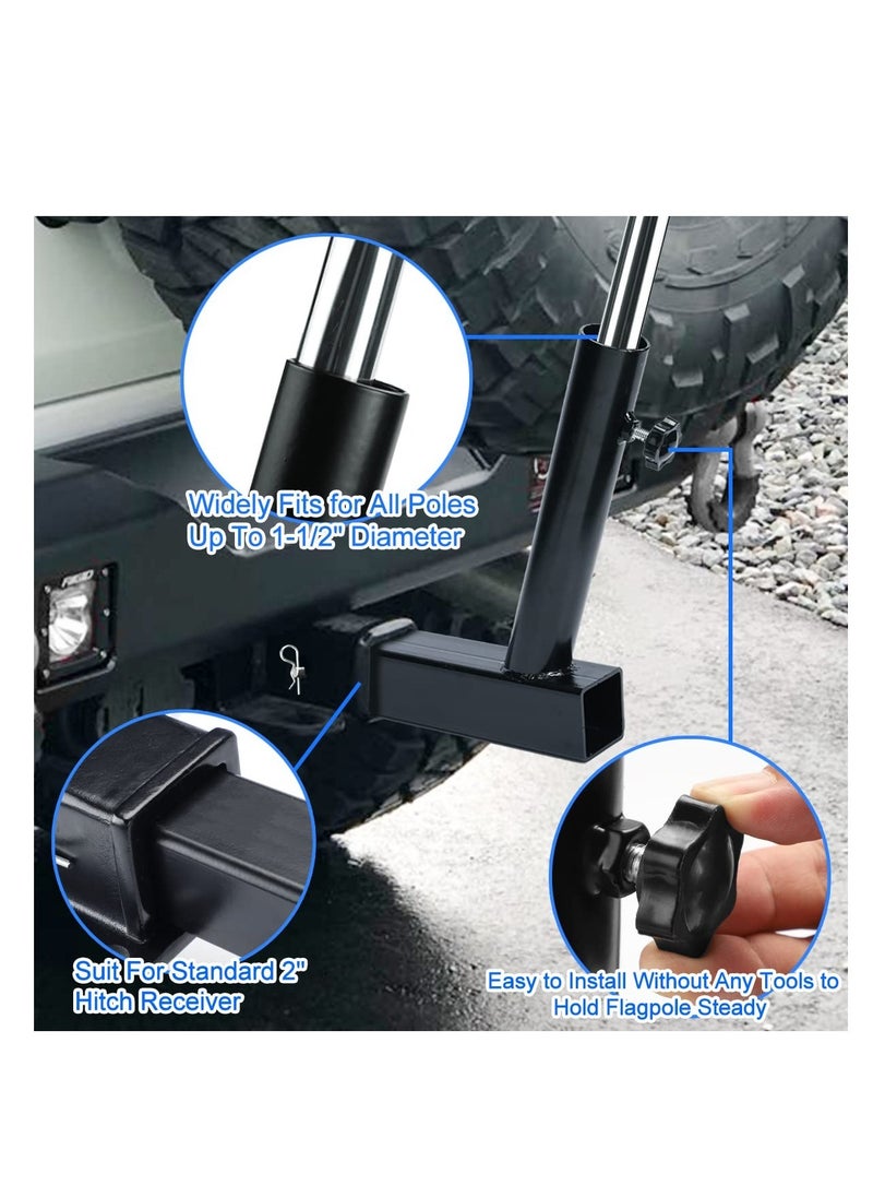 Excefore Hitch Flag Pole Holder, Flagpole Hitch Mount, Car Angled Flag Pole Holder, Universal Fit for Standard 2 inches Hitch Receivers, for Truck, SUV, RV, Pickup, Camper  - Image 5