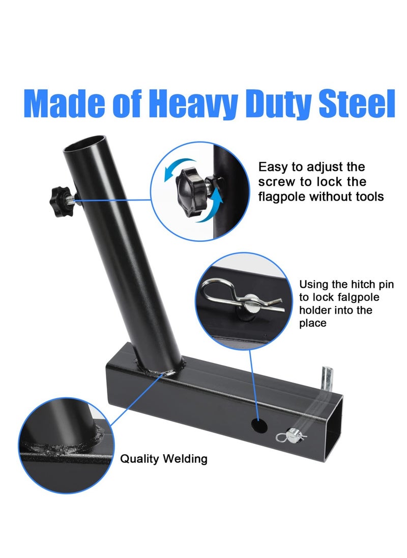 Excefore Hitch Flag Pole Holder, Flagpole Hitch Mount, Car Angled Flag Pole Holder, Universal Fit for Standard 2 inches Hitch Receivers, for Truck, SUV, RV, Pickup, Camper  - Image 3