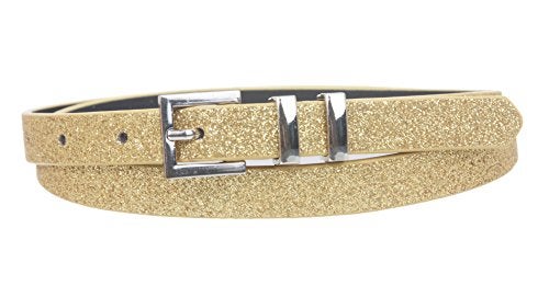 Beltiscool Ladies 5/8" Glitter Dress Skinny Belt, Gold | XS - 28" - Image 4