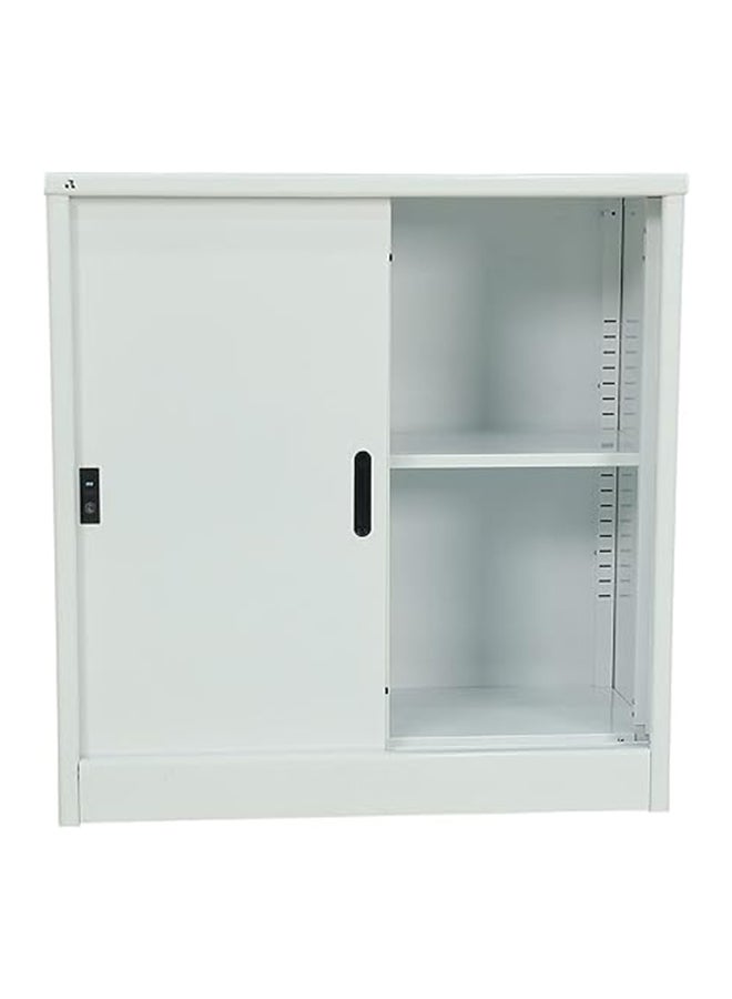 Steel Curved Sliding Doors Low hight Office Cupboard White 94x90x45.5cm