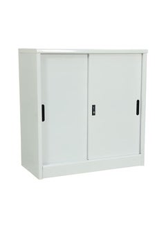 RIGID Steel Curved Sliding Doors Low hight Office Cupboard White 94x90x45.5cm  - Image 5