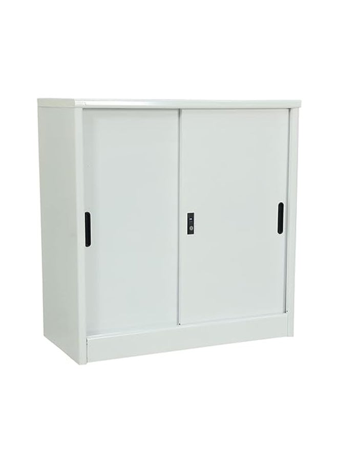 RIGID Steel Curved Sliding Doors Low hight Office Cupboard White 94x90x45.5cm  - Image 5