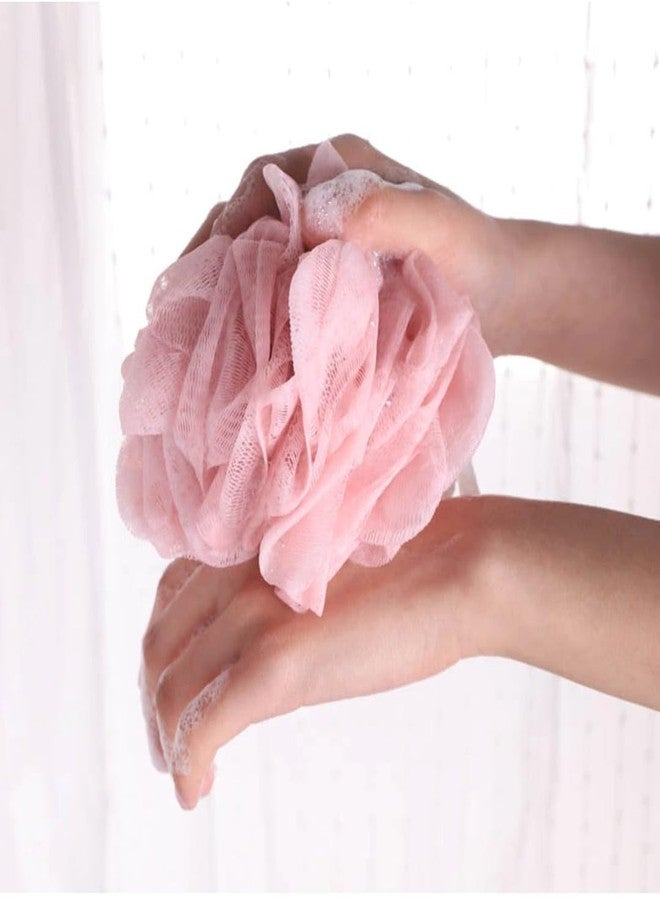 Soft Bath Loofah Sponge, Pink, Exfoliating Shower Mesh Pouf for Body Cleaning, Quick Dry Scrubber - Image 1